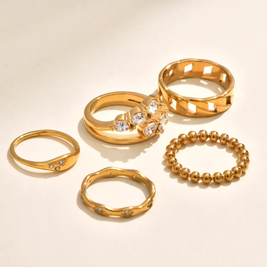 Gold Plated Geometric Wave Zirconia Ring