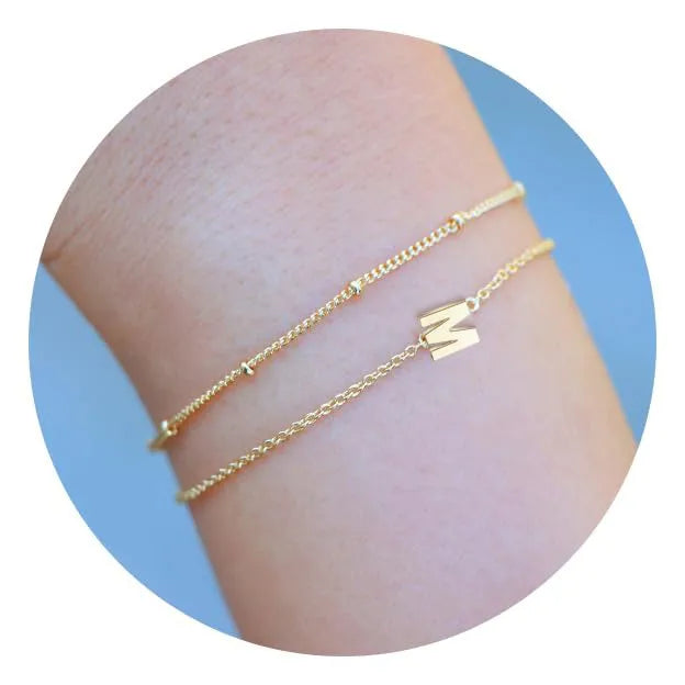 Stainless Steel Letter Pendant Bracelet m