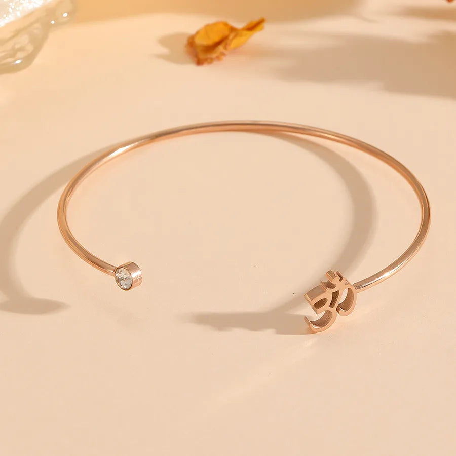Gold Plated Stainless Steel Digital Bangle Rose Gold Bracelet
