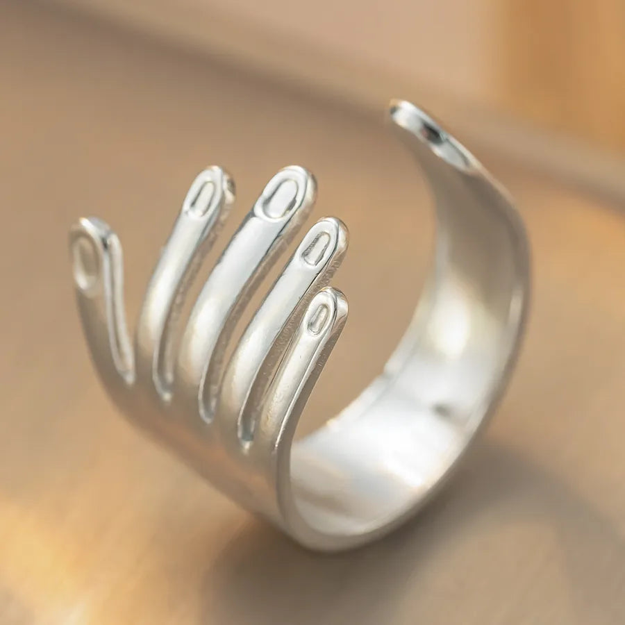 18K Gold Titanium Steel Geometric Open Ring K338 Steel Color Ring Open