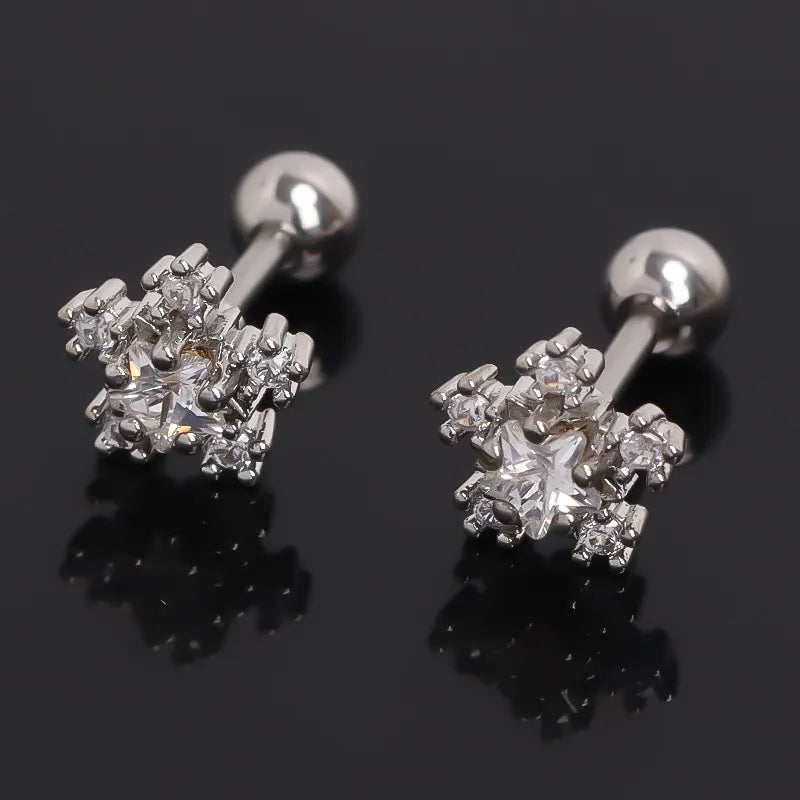 Snowflake Stainless Steel Stud Earrings