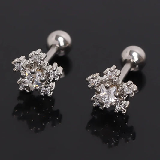 Snowflake Stainless Steel Stud Earrings