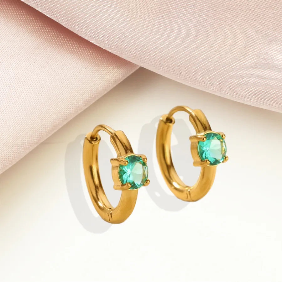 Minimalist Geometric Birthstone Hoop Earrings December