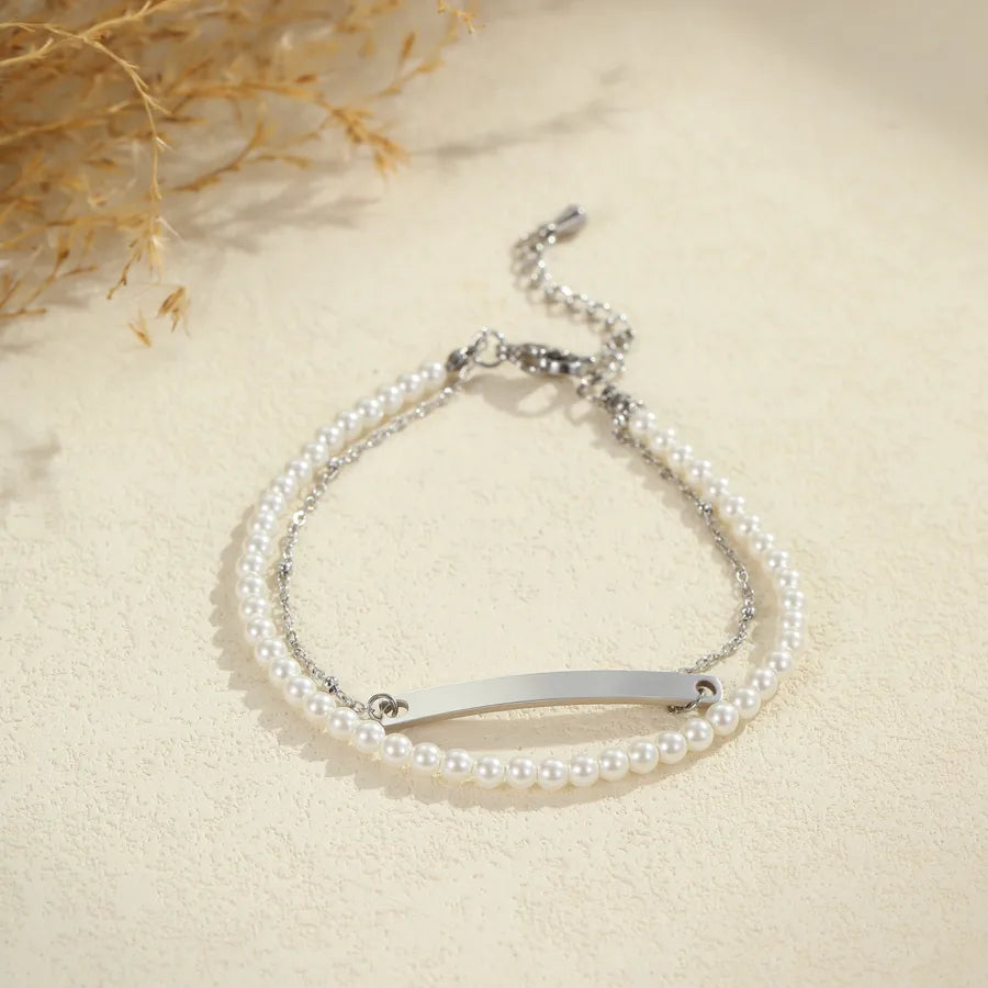 Personalized Pearl Gold Bracelet for Women