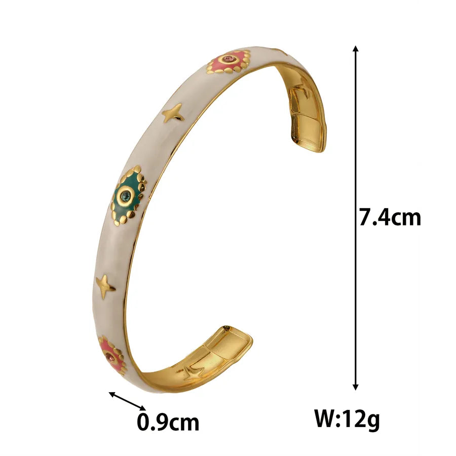 18K Gold Plated Emerald Bamboo Cuff Bracelet Gold 06 18k