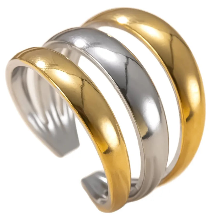Geometric Gold-Plated Titanium Steel Ring