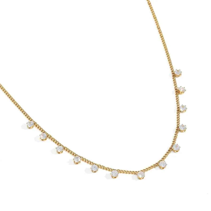 18K Gold Plated Geometric Zircon Stainless Necklace