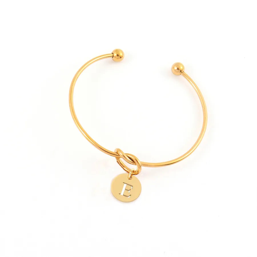 Gold Plated Stainless Steel Initial Heart Bracelet Gold E