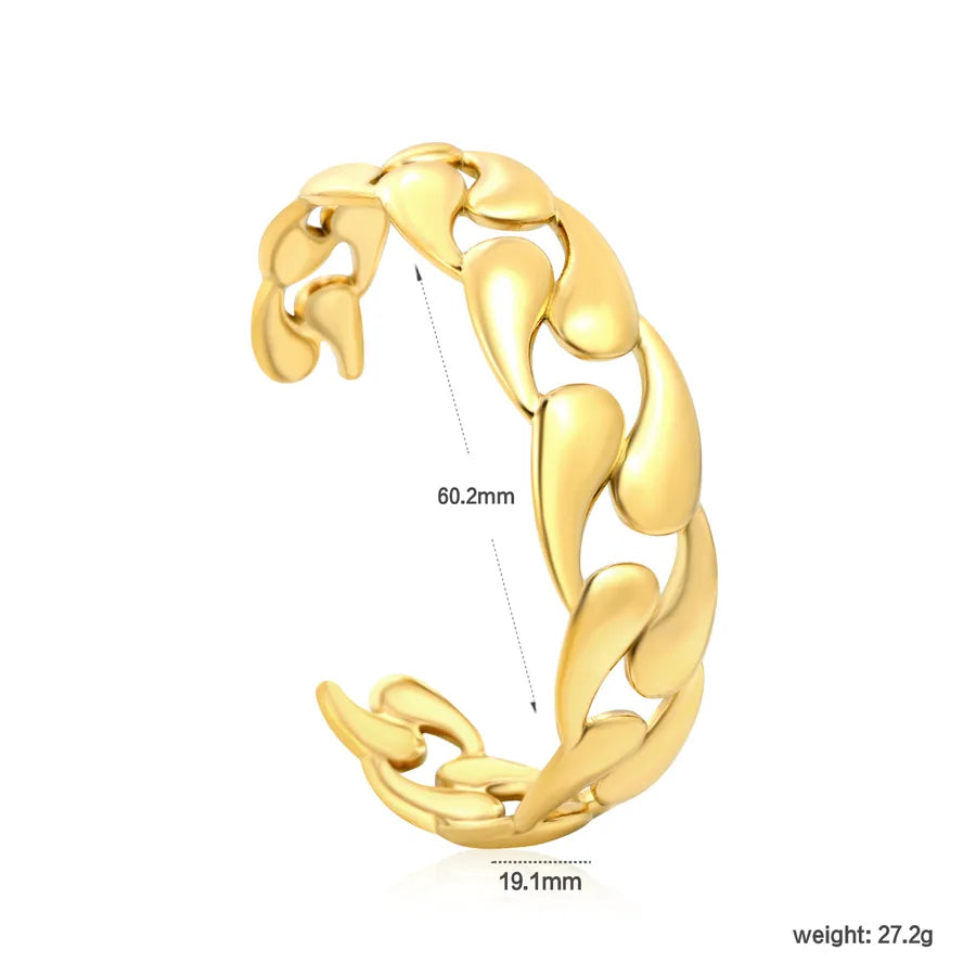 18K Gold Open Hand Bangle Bracelet for Women