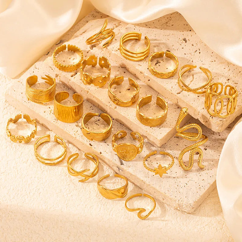 18K Gold Plated Titanium Steel Open Ring