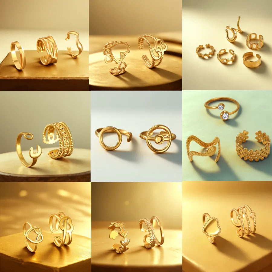 Adjustable Gold Stainless Steel Open Ring