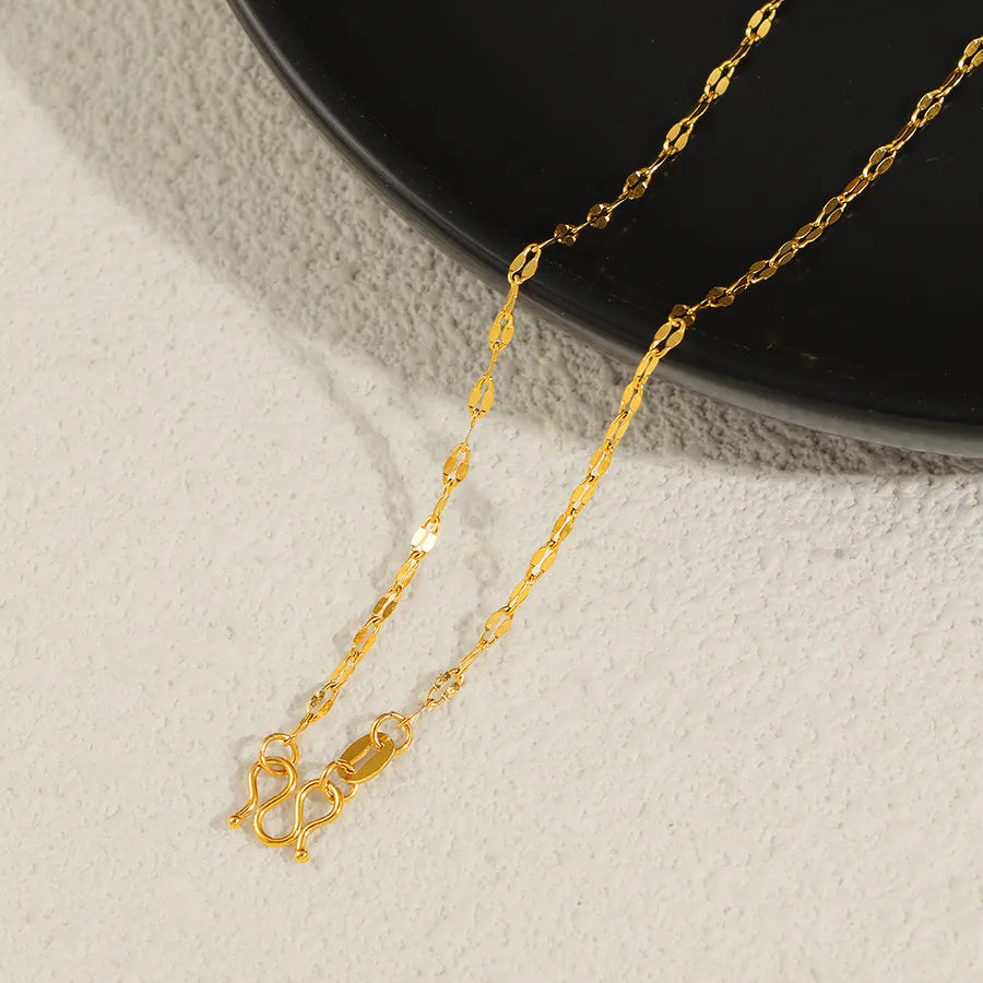 Gold Plated Stainless Steel Chain Bracelet for Women M Buckle 9【Lip Chain Necklace Yellow】