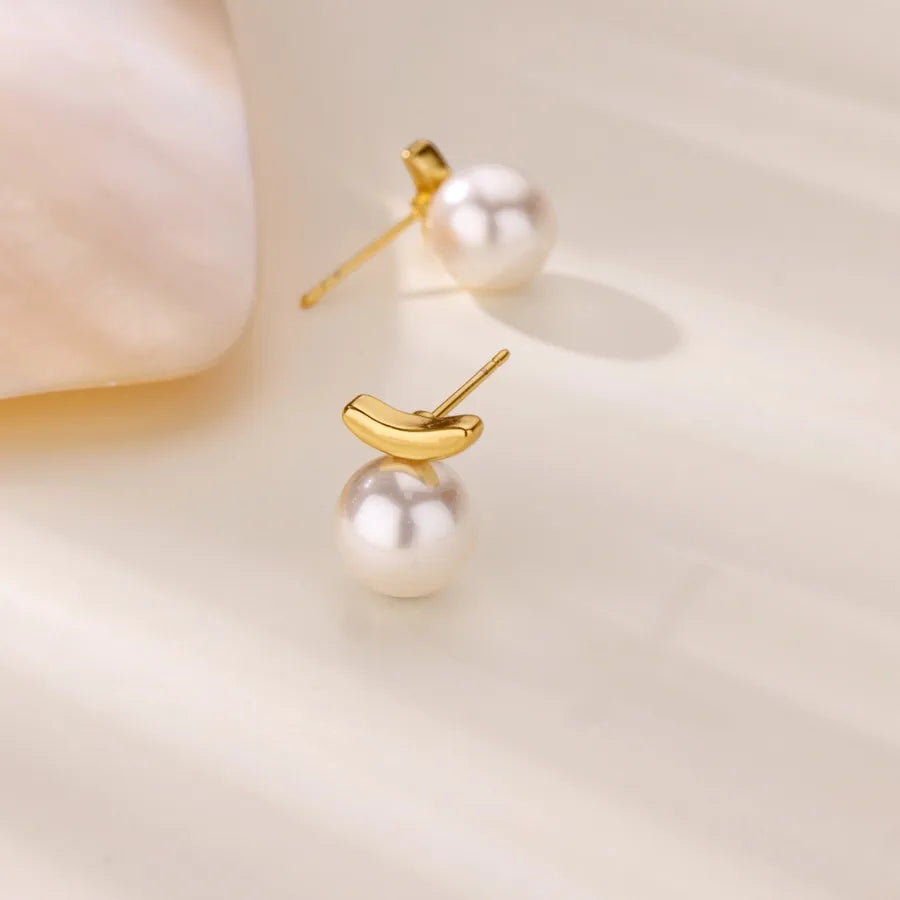 18K Gold Plated Pearl Geometric Hoop Earrings