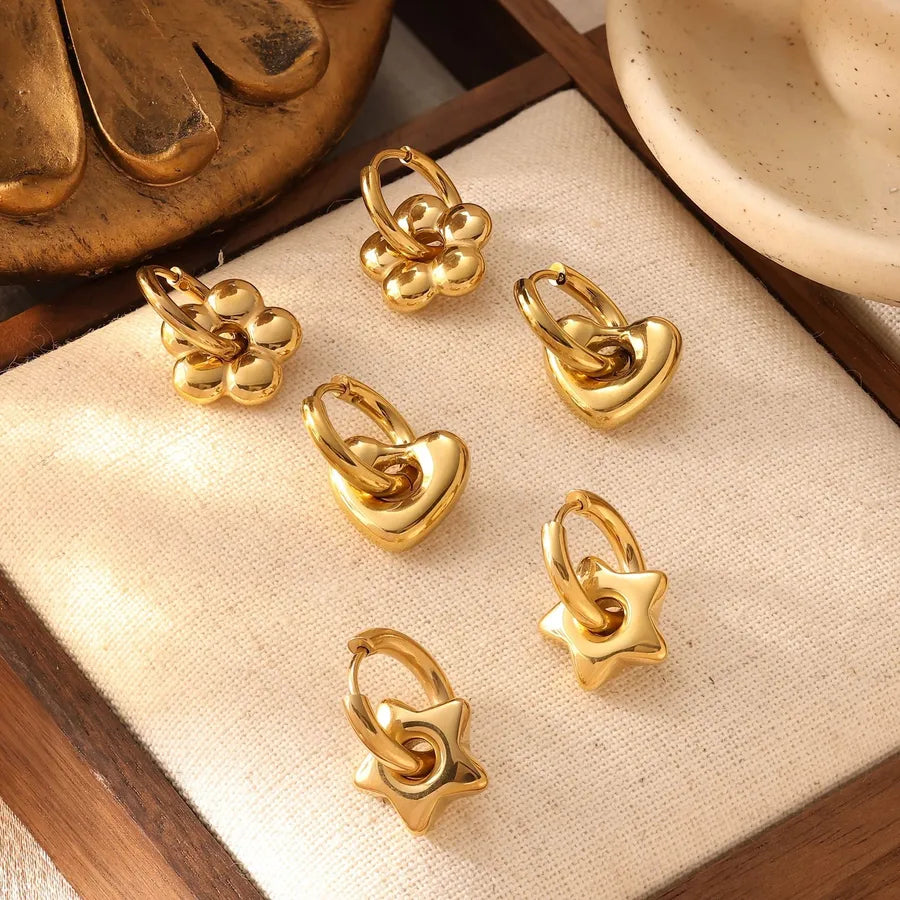 18K Gold Plated Heart Earrings – Vintage Style