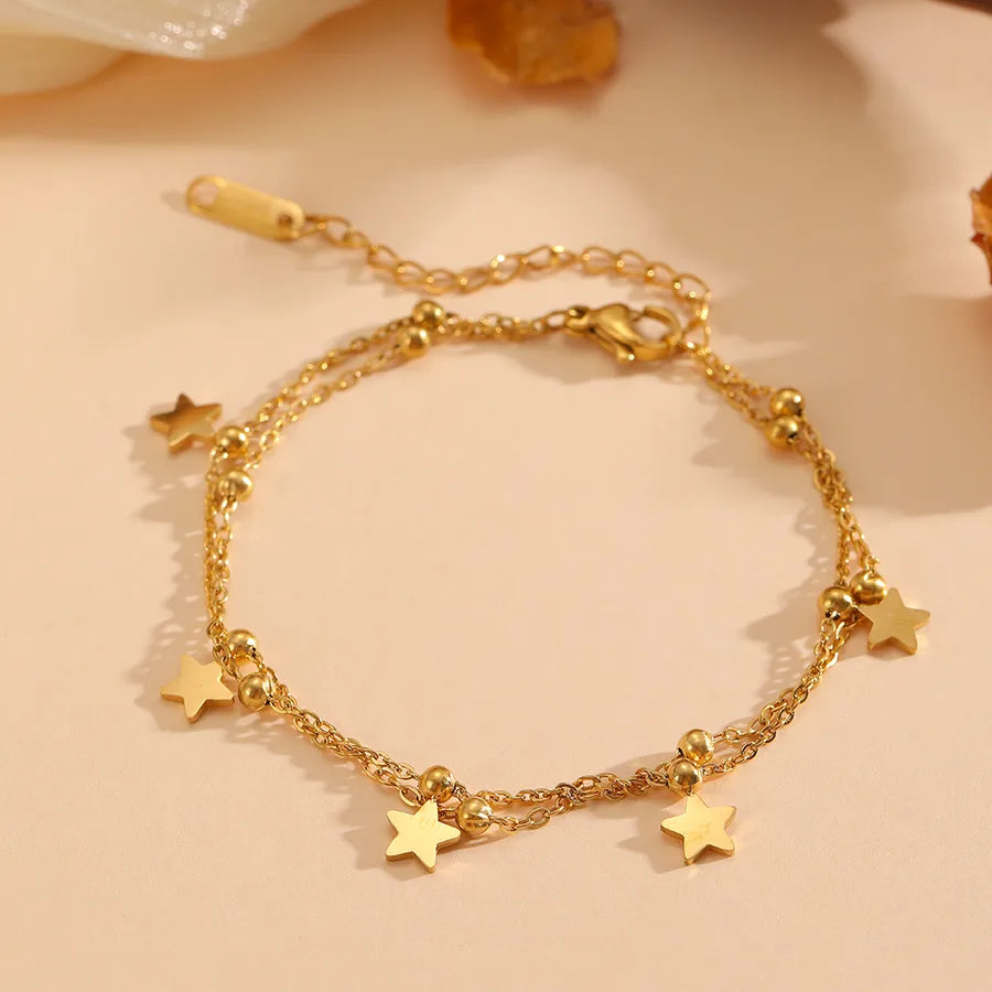 Gold Star Tassel Stainless Steel Bracelet Gold