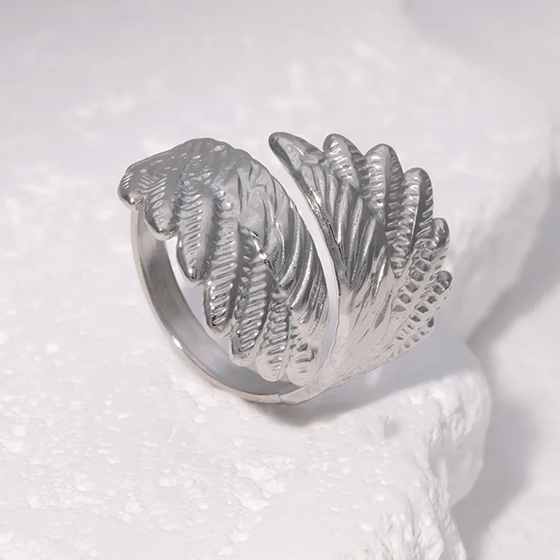 Gold Plated Wing Stainless Steel Ring for Women