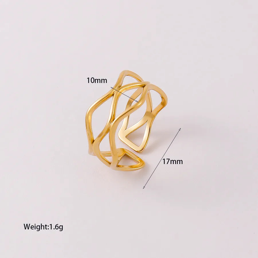 Geometric Open Ring in Gold Stainless Steel YM071F