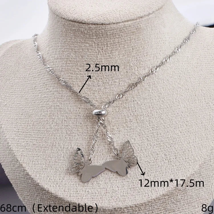 Silver Multi-Charm Stainless Steel Pendant Necklace 12mm*17.5mm Silver 1 Piece