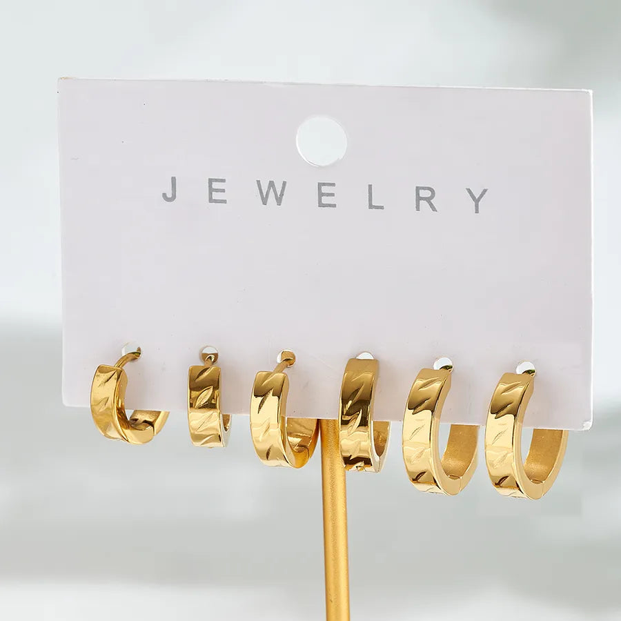 18K Gold Plated Stainless Steel Hoop Earrings Needle Thickness: Approximately 0.95mm B 1 Set Package