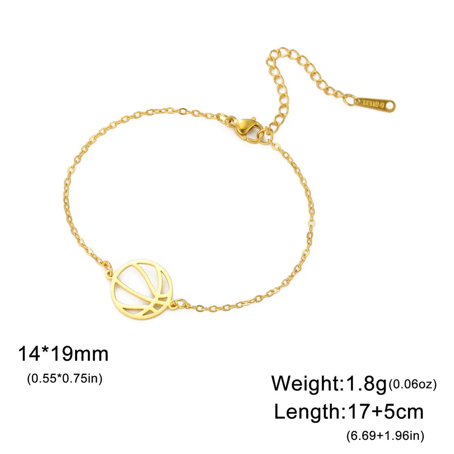Stainless Steel Sports Pendant Bracelet Gold Basketball-Cross Chain