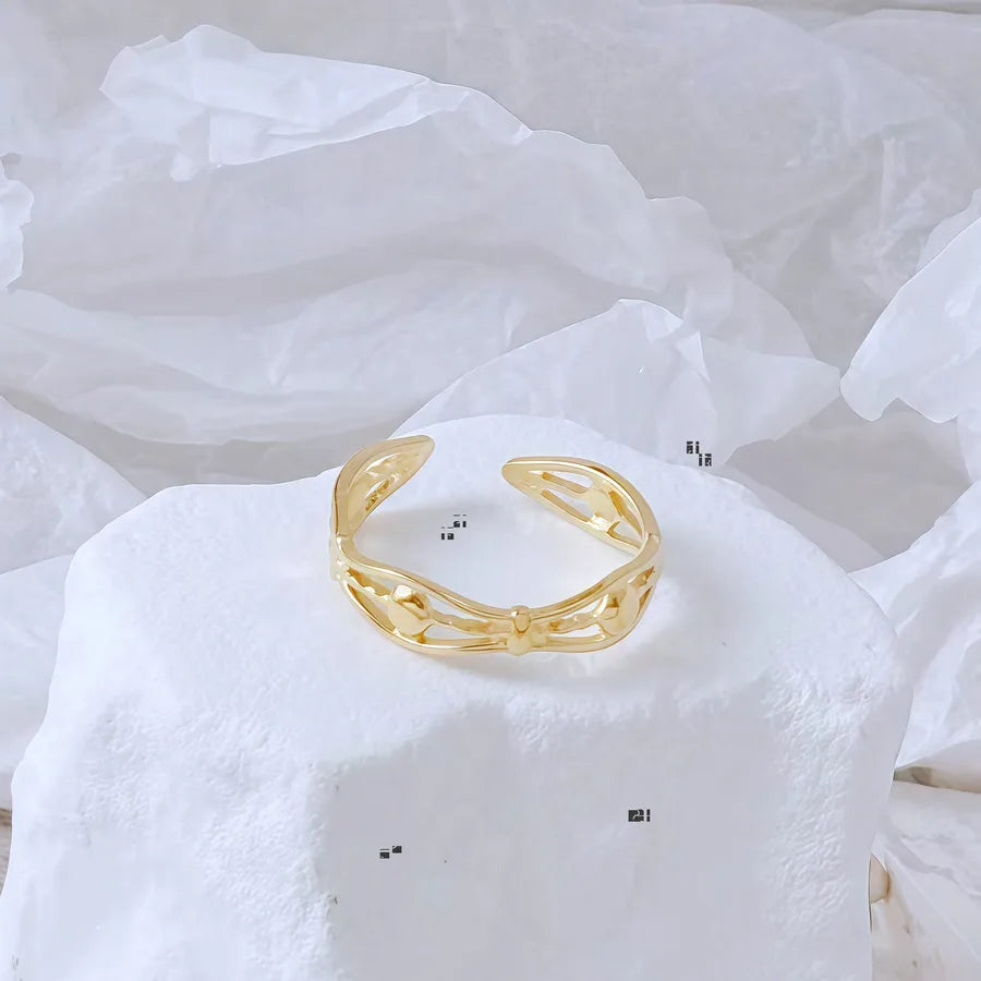 Gold Bamboo Titanium Steel Open Ring Adjustable Opening Golden Hydraulic J38