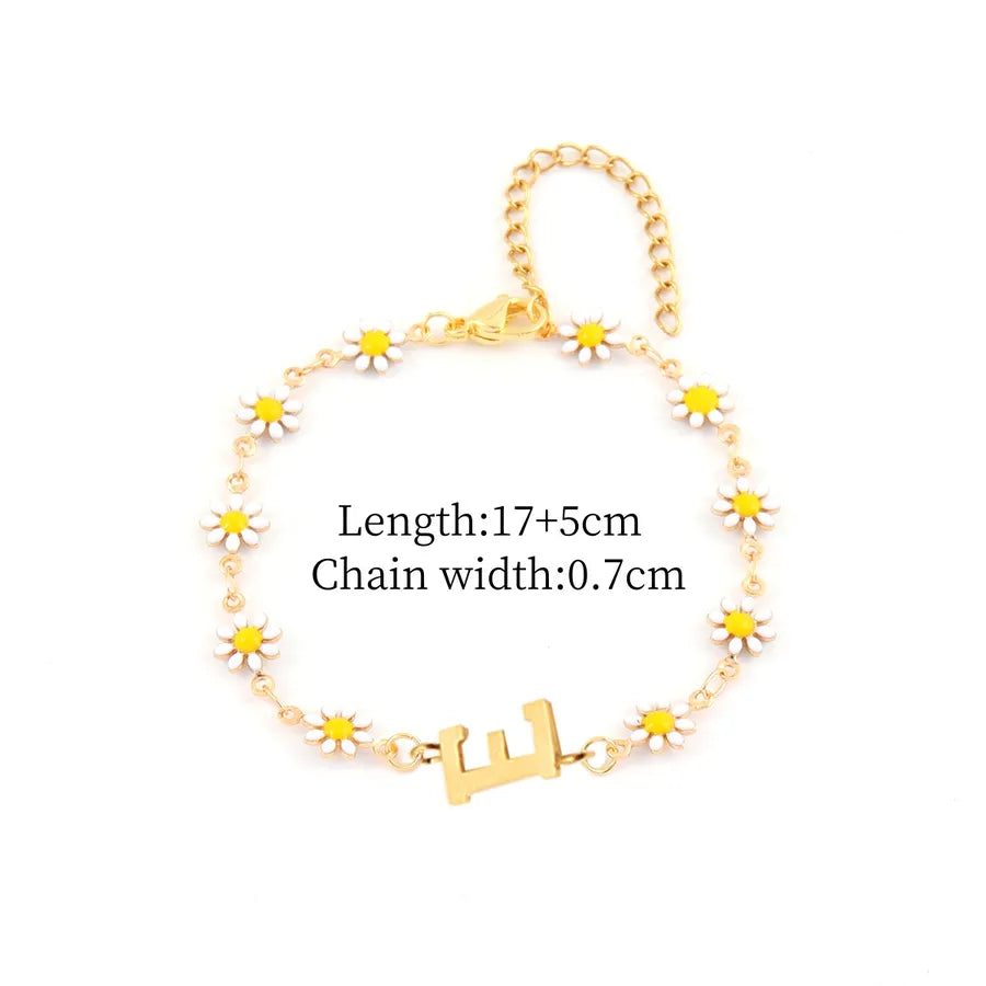 Gold Daisy Chain Bracelet for Women Gold E