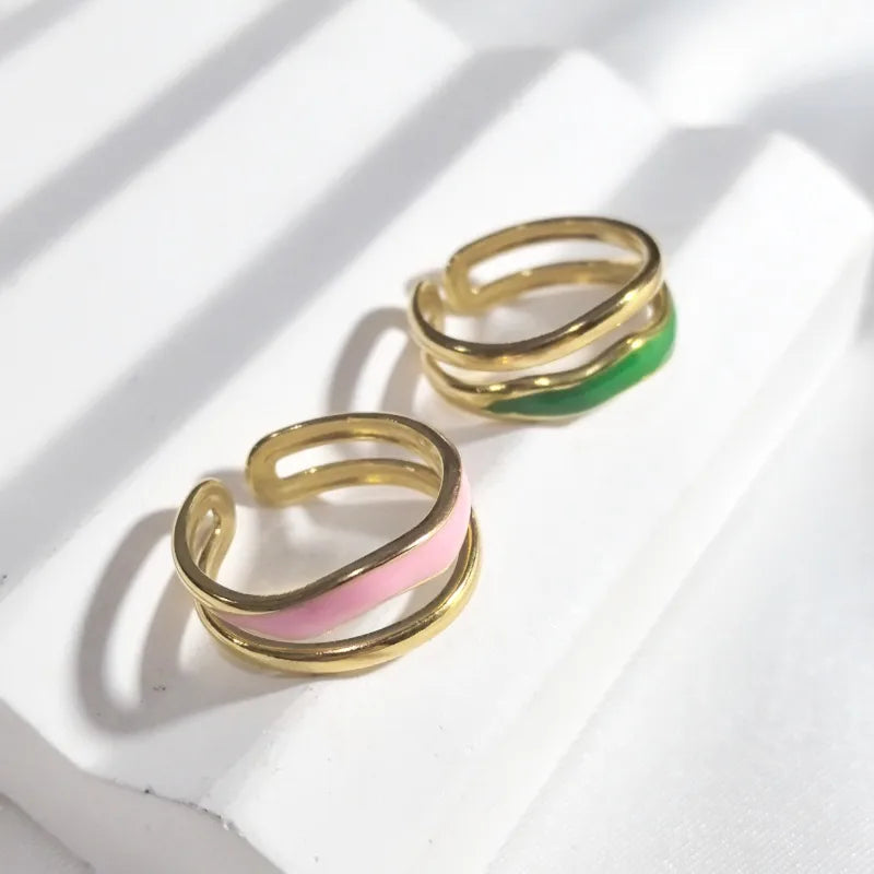 18K Gold Plated Open Curve Stainless Steel Ring