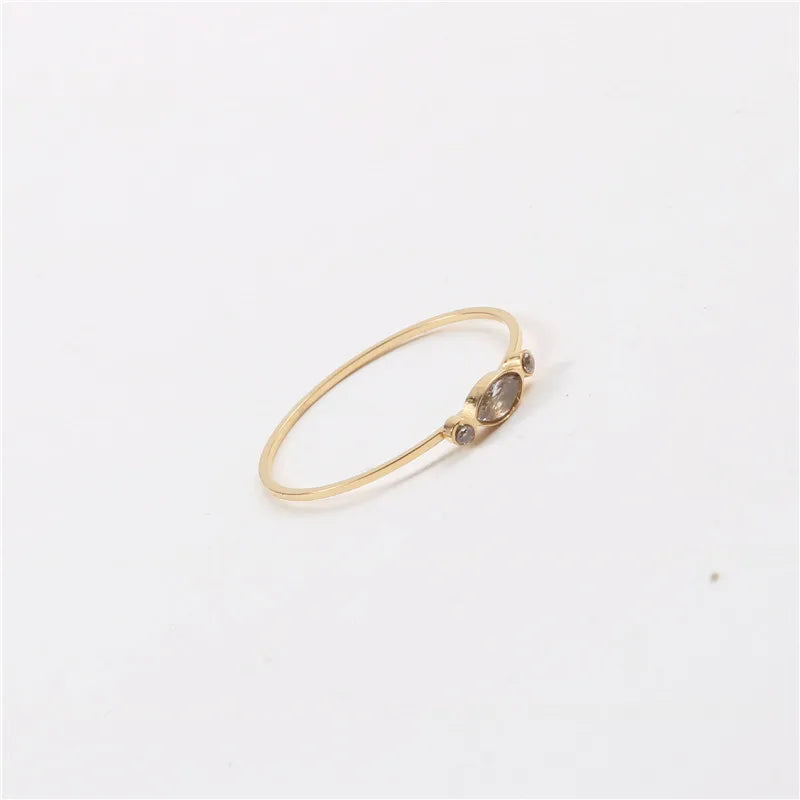 Thin Gold Zirconia Ring for Women
