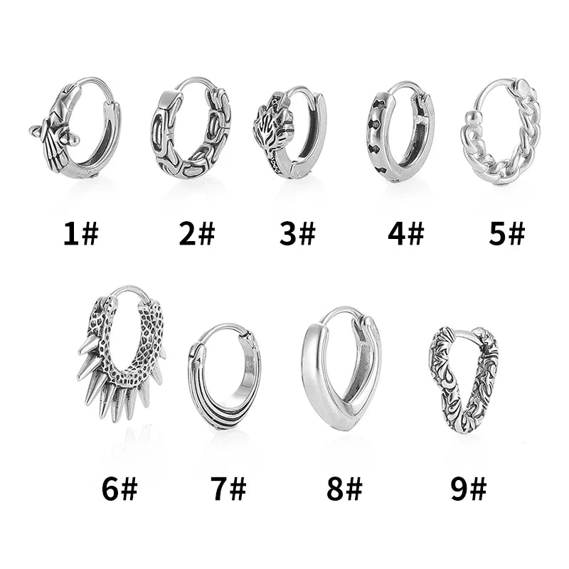 Unisex Silver Stainless Steel Clip-On Hoop Earrings
