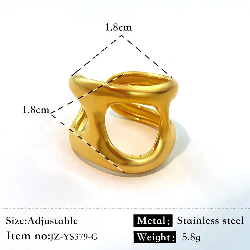 Unisex Geometric Titanium Steel Ring Gold JZ-YS379-G
