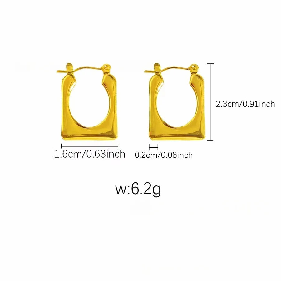 Elegant Gold Titanium Steel Hoop Earrings