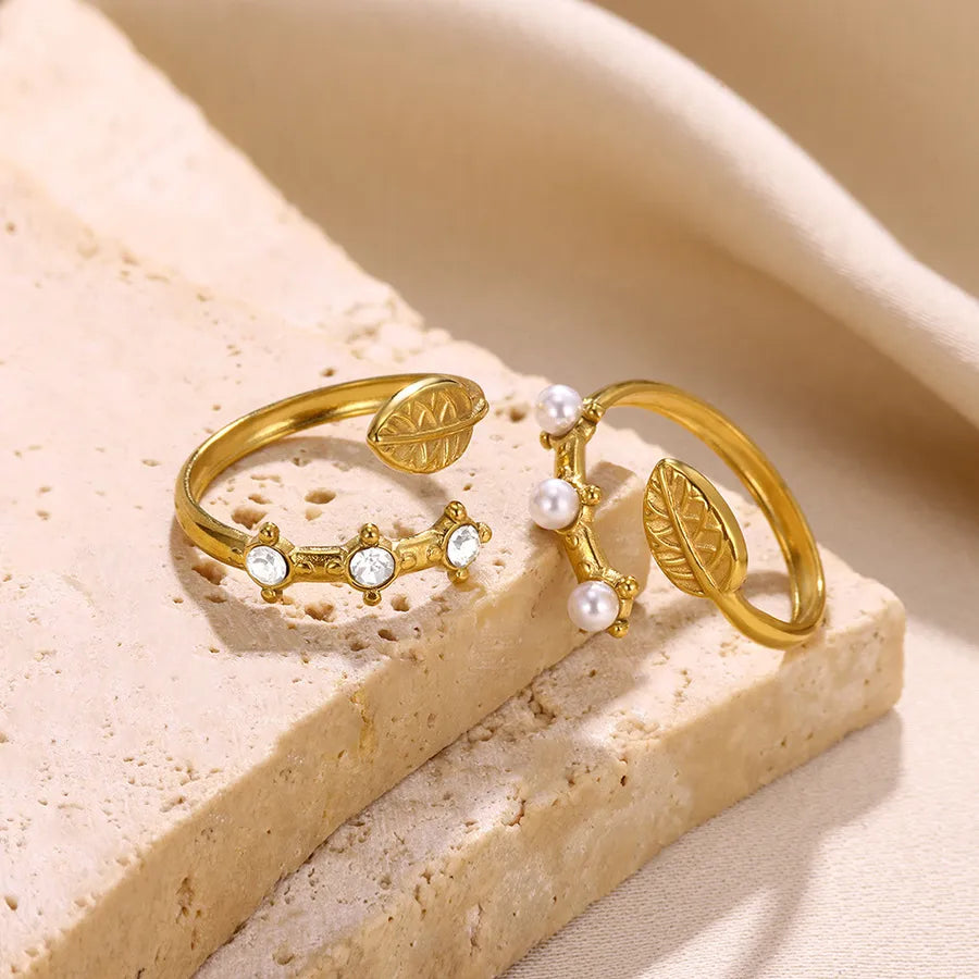Gold Plated Geometric Leaf Stainless Steel Ring