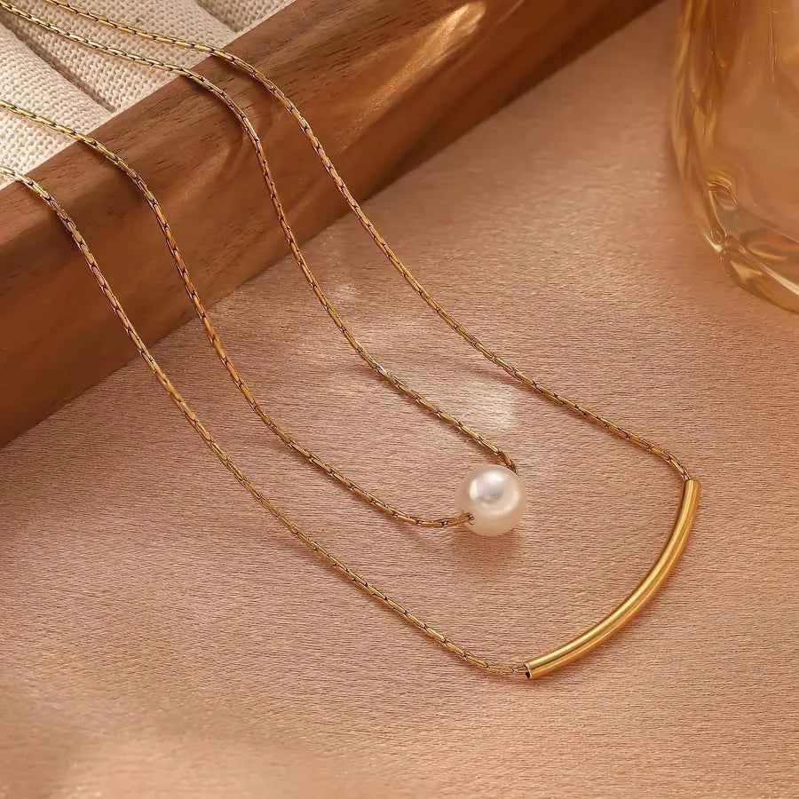 18K Gold Plated Pearl Pendant Necklace
