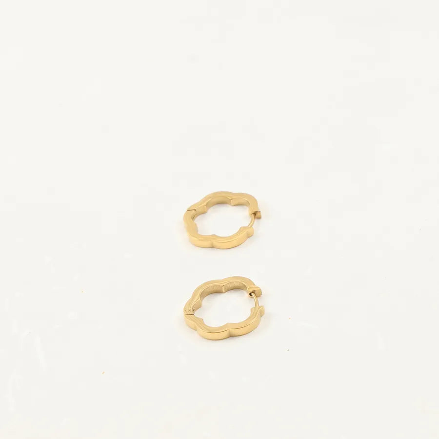 18K Gold Cherry Blossolid Petal Earrings