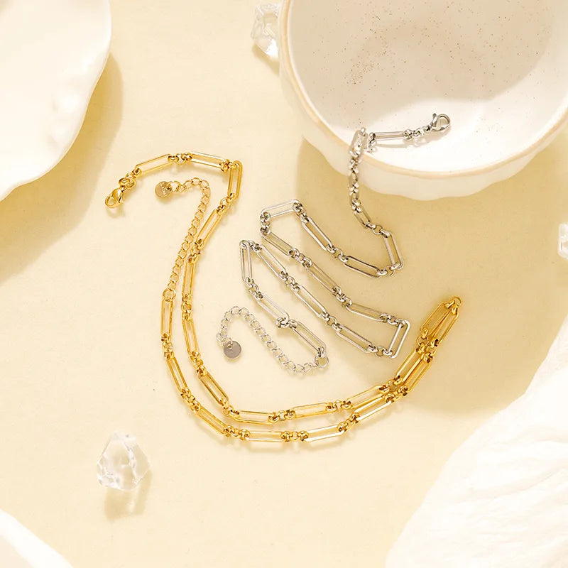 Unisex Gold & Steel Stainless Steel Chain Necklace