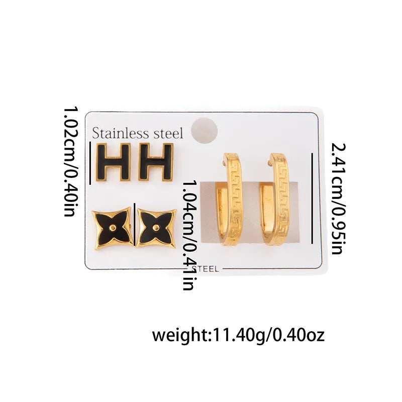 Titanium Steel Heart Earrings for Women H-shaped Titanium Steel Earrings 0976