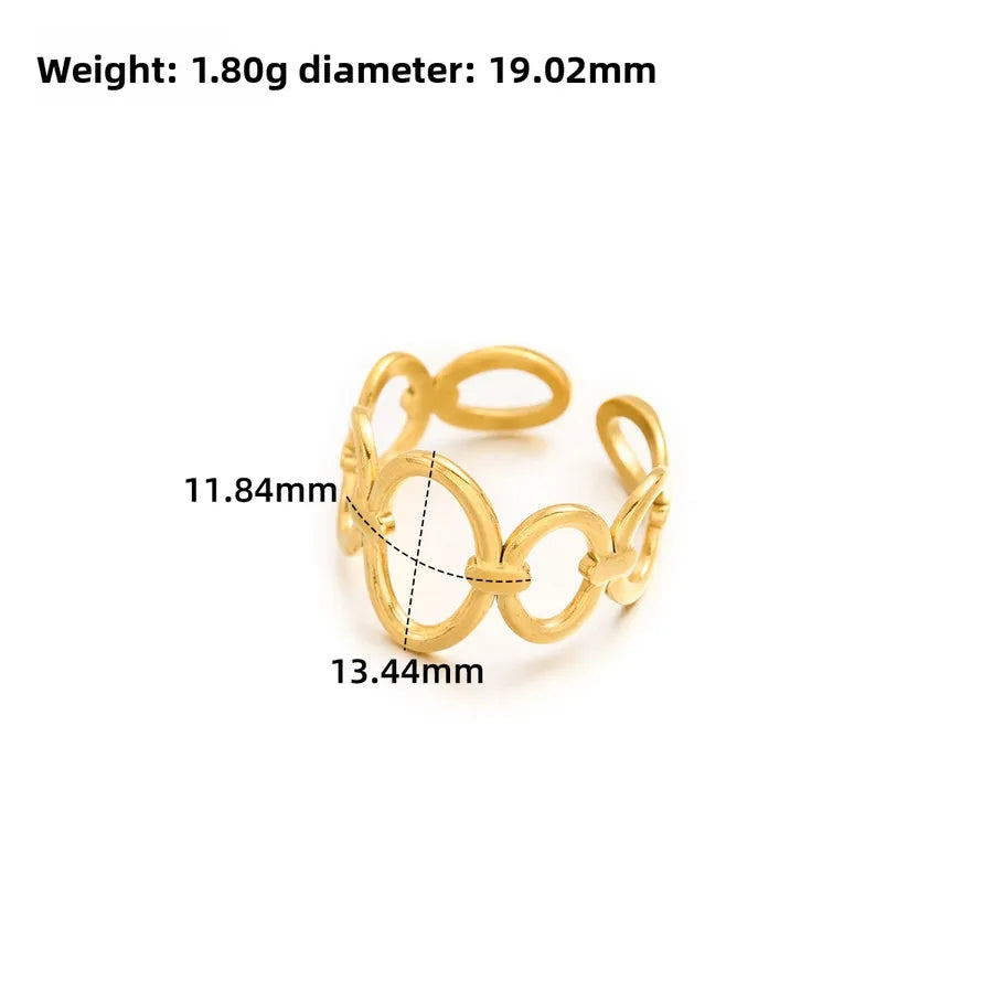 Gold Open Heart Stainless Steel Ring Adjustable Opening J304 Gold