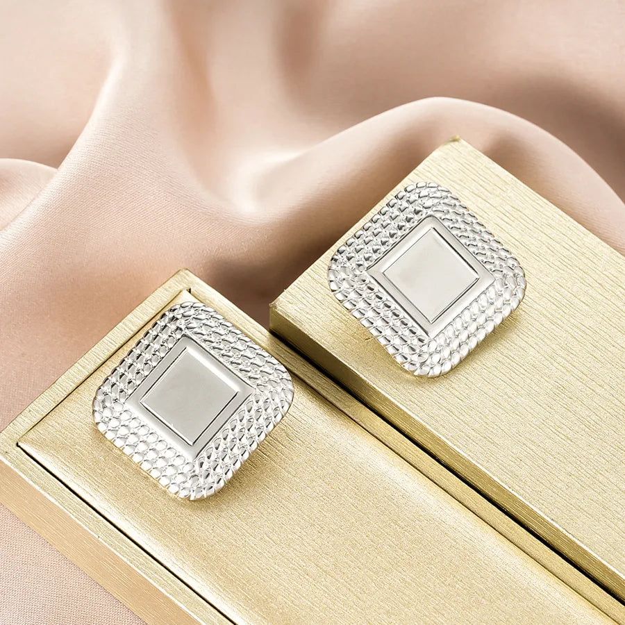 Irregular 18K Gold Plated Stainless Steel Earrings E1395-B (a Pair of Silver Ear Studs)