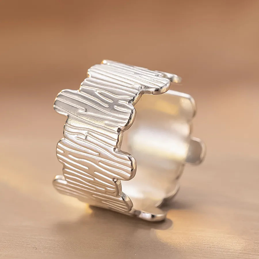 Adjustable Silver Maple Leaf Titanium Ring K140 Steel Color Ring Open