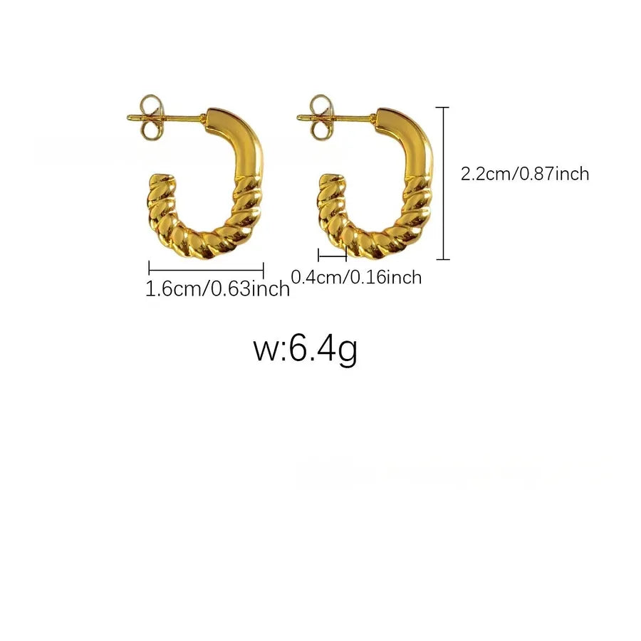 Elegant Gold Titanium Steel Hoop Earrings