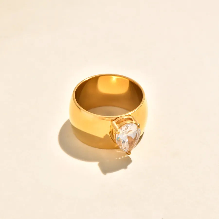 Gold Plated Zircon Heart Double Ring Chain 5772601