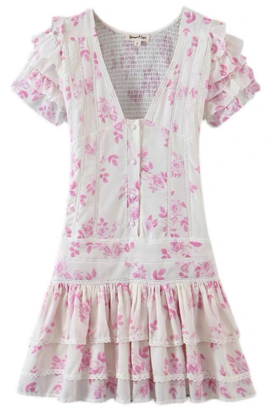 Layered Floral V-Neck Sleeveless Dress – Cute Spring-Summer Style