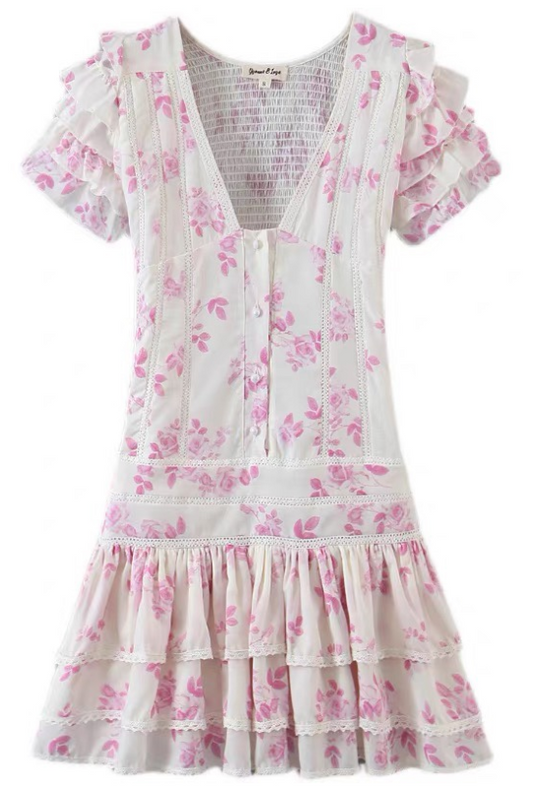 Layered Floral V-Neck Sleeveless Dress – Cute Spring-Summer Style