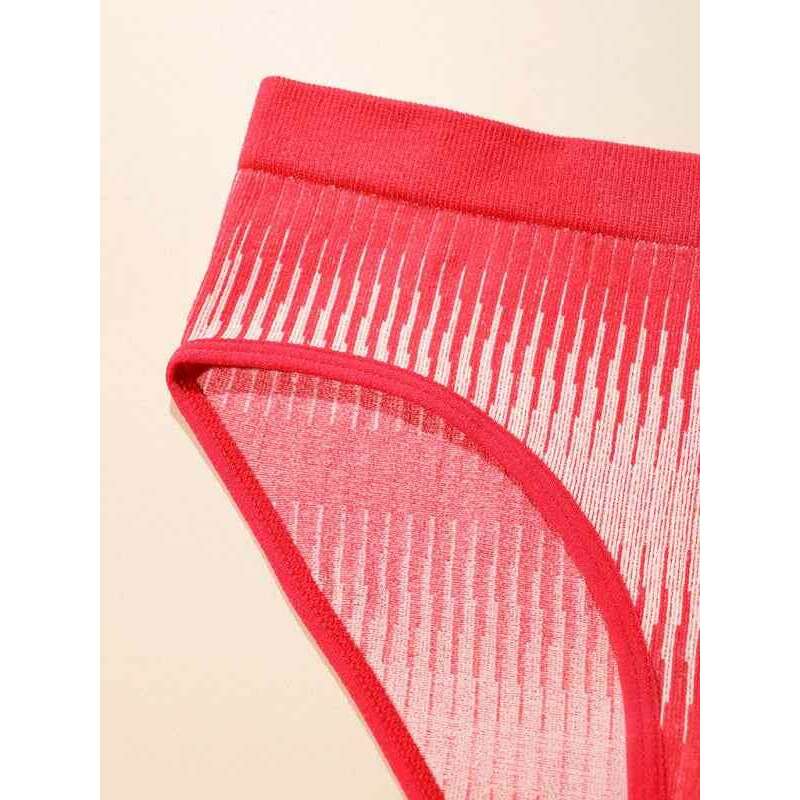 Smiling Maria Valentine's red heart lingerie set with stylish striped design and comfortable waistband